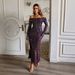 Elegant Bodycon Long Sleeve Dress – Stretch Polyester Slim Fit Evening Gown With Sheer Mesh Detail_ecoleips.com