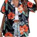 2025 Women's Summer Hawaiian Shirt Soft Cool Floral Tropical Print Button-Up V_ecoleips.com