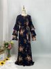 Ramadan Muslim Floral Print Chiffon Dress Boho Dress Three Layers Full Sleeves Bohemian Maxi Dresses For Women Chic Robe Longue_ecoleips.com
