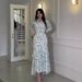 Women's Clothing Spring Gentle Style Small Fresh Floral Ruffle Long Dress For Women_ecoleips.com