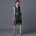 Women's Clothing Elegant Fringe Sequin Party Dress Vintage Glam Evening Gown With Deep V-Neck & Flowy Hem (Available In 11 Colors & Plus Sizes)_ecoleips.com
