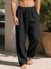 Aria Basics Cross-border TK In-Stock 2026 Autumn European And American Men's Solid Color Loose Thick Cotton-Linen_ecoleips.com