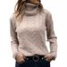 Elegant High Neck Knit Sweater Women's Casual Long Sleeve Pullover Solid Color Winter Fashion Loose Fit Retro Style_ecoleips.com
