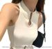 Vintage-Inspired Knit Sleeveless Top – Off-Shoulder Cropped Vest (One Size, Polyester-Silk Blend, Breathable For Layering Or Standalone Wear)_ecoleips.com