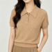 Women's Clothing Luxury Jacquard Knit Polo Shirt - Elevated Classic With Subtle Monogram Design_ecoleips.com