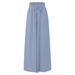 Summer Wide Leg Trousers For Women High Waist Elastic Waistband Long Skirt Pants American Style Fashion_ecoleips.com