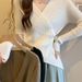 girl Plus Size Design Sense Regular Shoulder Long Sleeve Knitted Sweater For Women Early Autumn Irregular Shape Fat MM_ecoleips.com
