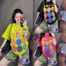 Fashion Women's Summer Casual Two Piece Set Smiley Face Print T-Shirt And Sports Shorts Loose Fit Age Reducing_ecoleips.com