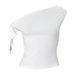 European And American Style Women's Ruched One Shoulder Backless Twisted Tie Asymmetrical T-Shirt Top Summer New Arrival_ecoleips.com