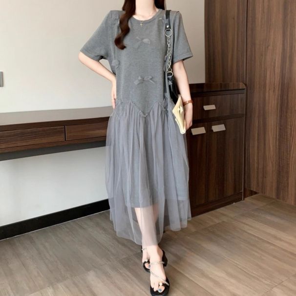 Summer New Korean Fashion Mesh Patchwork Maternity Dress_ecoleips.com