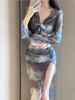 Verve Women's Swimsuit Two-Piece Bikini Four-Piece Set Long Dress Sexy Slim Fit Slimming Vacation Hot Spring 2024 New Style_ecoleips.com