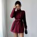 Women’S Elegant High-Neck Button-Down Coat – Long Sleeve Belted Trench, Minimalist Fall/Winter Outerwear_ecoleips.com