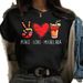 European And American Cross-border Foreign Trade Wholesale Clothing, Peace-themed Round-neck Plus-size Short-sleeve_ecoleips.com