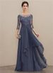 Elegant Slimming U-Neck Long Evening Gown in Chiffon for Parties And Special Occasions with Flowy Hem_ecoleips.com