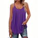 2026 New Cross-Border Women's Summer Tank Top With Pleated Thin Straps Loose Casual Vest_ecoleips.com