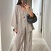 2026 New European American Independent Brand Fashionable Loose Women's V-neck Top And Wide-leg Pants Casual Set_ecoleips.com