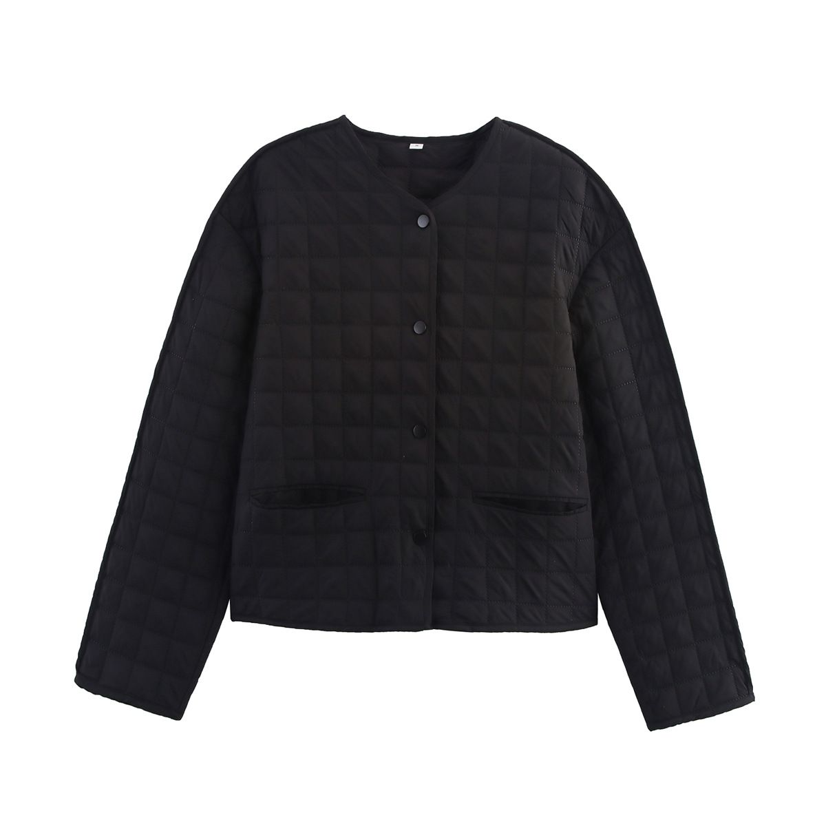 Women's Winter Plaid Cotton Coat With Single Button Closure Loose Fit Long Sleeve Round Neck Tunic Jacket Streetwear Fashion Outerwear_ecoleips.com
