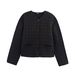 Women's Winter Plaid Cotton Coat With Single Button Closure Loose Fit Long Sleeve Round Neck Tunic Jacket Streetwear Fashion Outerwear_ecoleips.com