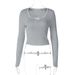 Women's Long Sleeve Base Shirt Top Square Neck Lace Trim Solid Color European American Style Autumn Fashionable Versatile_ecoleips.com