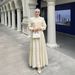 Women's Lantern Sleeve Long Dress with Lace Trim And Ruffled Collar Available in Malaysia And Indonesia_ecoleips.com