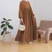 Spring And Summer Abaya Muslim Women's Robe Fashion Loose Casual Solid Color Dress_ecoleips.com