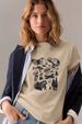 Women's Casual Khaki Butterfly Print T-Shirt round Neck Short Sleeve Breathable Cotton Polyester Top for Spring/Autumn Summer_ecoleips.com
