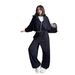 Women's Casual Suit Solid Color Long-sleeved Zipper Cardigan Drawstring Hooded Sweater Sports Elastic Pants Two-piece Set_ecoleips.com