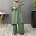 Women's Clothing Two Piece Elegant Long Sleeve Shirt Loose Fashionable Wide Leg Pants Set_ecoleips.com