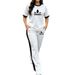 Summer Fashion Two Piece Set Women's European American Style Crew Neck Short Sleeve T-Shirt And Casual Pants Letter Print_ecoleips.com
