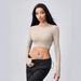 Women’s Long-Sleeve Fitness Top – Breathable Mesh Back Cutout, Stretchy Workout Tee For Yoga & Gym (3 Colors, S-L)_ecoleips.com