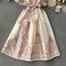 Women's Clothing Palace Style Niche Retro Elegant Print Dress One Piece Waist Temperament Puff Sleeve Dress_ecoleips.com