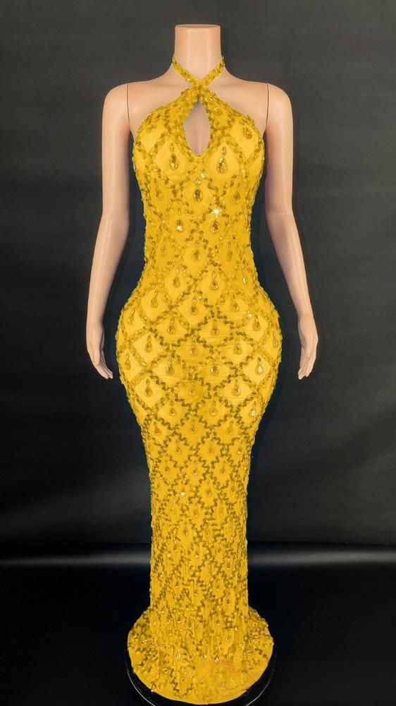Women's Clothing Temperament Waist Fishtail Hip Skirt Celebrity Birthday Dress Company Annual Meeting Host Evening Dress_ecoleips.com