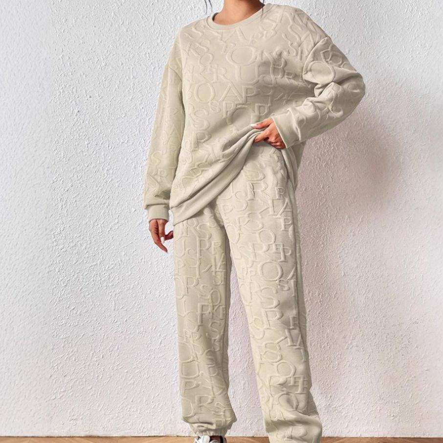 Women's Clothing Autumn And Winter New Products Women's Autumn And Winter Round Neck Sweater Fashion Loose Pants Set_ecoleips.com