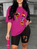 Summer Women's Casual Fashion Creative Portrait Print Loose T-shirt+shorts Two-piece Sportswear Suitable For Daily Wear-83_ecoleips.com