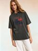 Vintage Coastal Crab Graphic Washed Oversized T Shirt Women Retro Mixed Font Slogan Loose Casual Beach Top_ecoleips.com