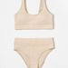 Ribbed High Waisted Two Piece Bikini Solid Cream U Neck Sleeveless Sport Swimsuit Women Summer Beach Bathing Suit_ecoleips.com