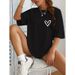 2025 European And American New Short Sleeve For Women, Casual Loose Fit T-Shirt With Unique Heart Print_ecoleips.com