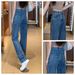 Ladies' Fashionable Narrow Straight Leg Jeans With High Waist And Slimming Effect Versatile And Fashionable Casual Pants_ecoleips.com