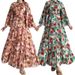 Muslim Women's Elegant Maxi Dress With Belt - Modest Long Sleeve Abstract Print Dress For Hijab Fashion, Office & Special Occasions_ecoleips.com