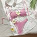 Women's Strapless Floral Bikini Set Fresh Simple Two-Piece Swimsuit Solid Color European American Style Sexy New 2025_ecoleips.com