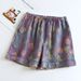 Vintage Yarn-dyed Print Pajama Pants For Women's Summer Cotton Sleep Shorts Thin Loose Pockets Elastic Waist Sleep Bottoms_ecoleips.com