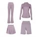 Women's Four Piece Set Slim Fit Elastic Fit Sports Yoga Jacket Flared Pants Shorts Skirt Sportswear_ecoleips.com
