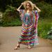 Women's European American Style Cotton Printed Beach Cover up Loose Dress Sun Protection Shirt Bikini Cross Border Best Selling Item_ecoleips.com