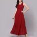 Women's V-neck Solid Color Dress Evening Gown Long Chiffon Sleeveless_ecoleips.com
