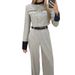 Women's Clothing fashion contrasting color small fragrance style elegant wide-leg trousers suit_ecoleips.com