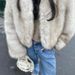 Women’s Short Faux Fox Fur Jacket – Casual Streetwear Coat With Slouchy Drop Shoulder (3 Neutral Tones, 5 Sizes)_ecoleips.com