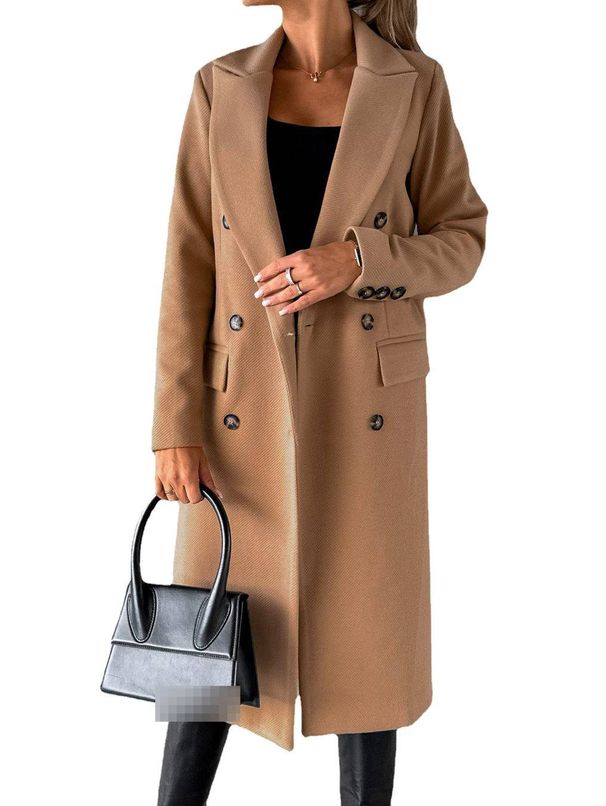 Women’s Double-Breasted Long Coat – Trendy Fall/Winter Trench Jacket (Black/Khaki/Army Green, S-3XL)_ecoleips.com