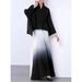 Women's Clothing Luxury Silk Ruffle Pleated Skirt Set With Ombre Gradient - Elegant Bat-Sleeve Blouse & Flowy Maxi Skirt For Women_ecoleips.com