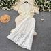 French Style Lace Two Piece Set V Neck High End Women's Pant Suit with Lace up Pleated Waist for Slimming Elegant Look Summer 2026_ecoleips.com