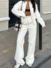 Autumn And Winter European And American Solid-colored Zipper Pullover Womens Clothing Stylish And Casual Straight-leg Pants Set._ecoleips.com
